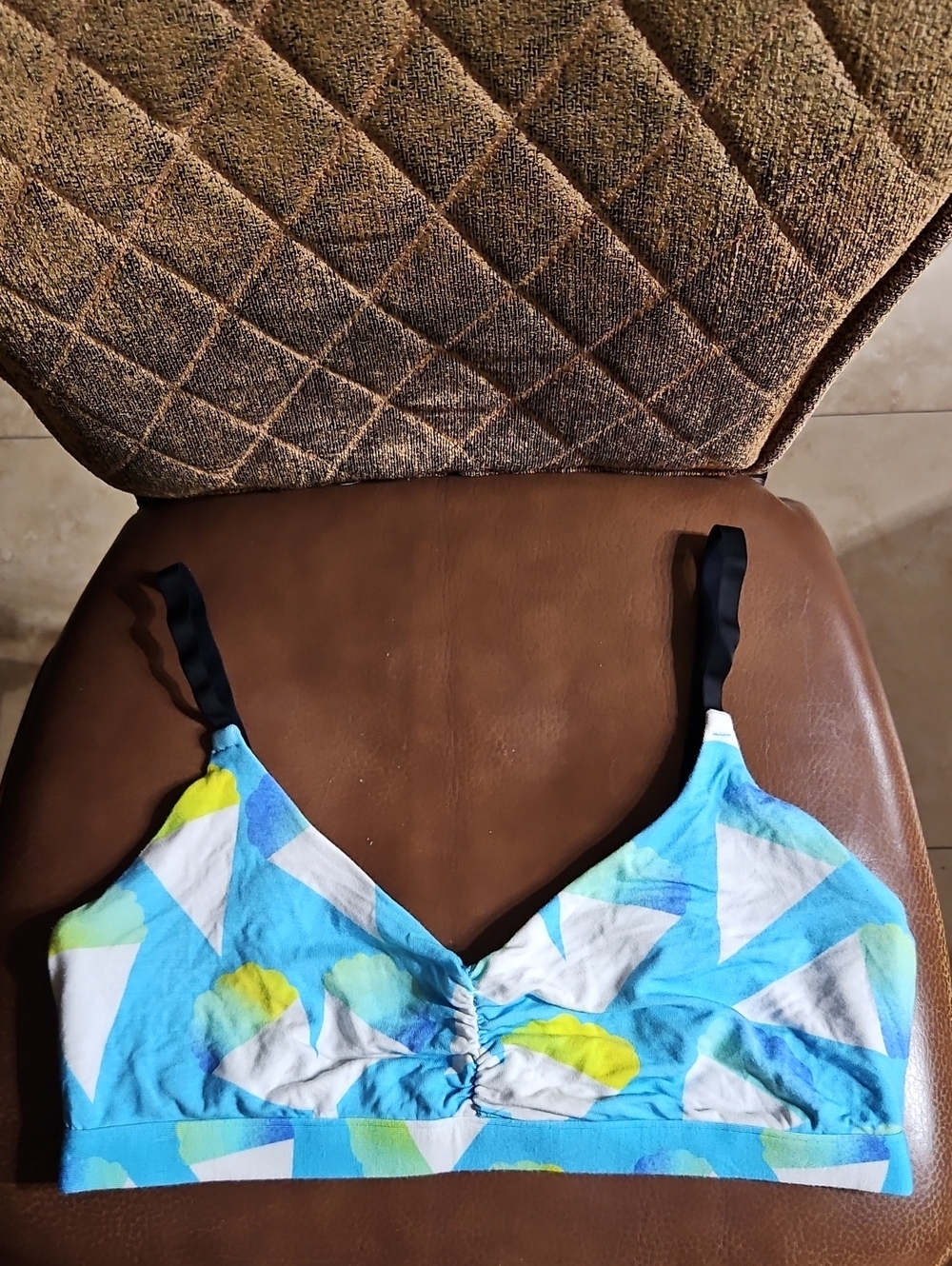 MeUndies Feelfree Ruched Bralette Bra Wirefree Unlined Convertible Snow Cone